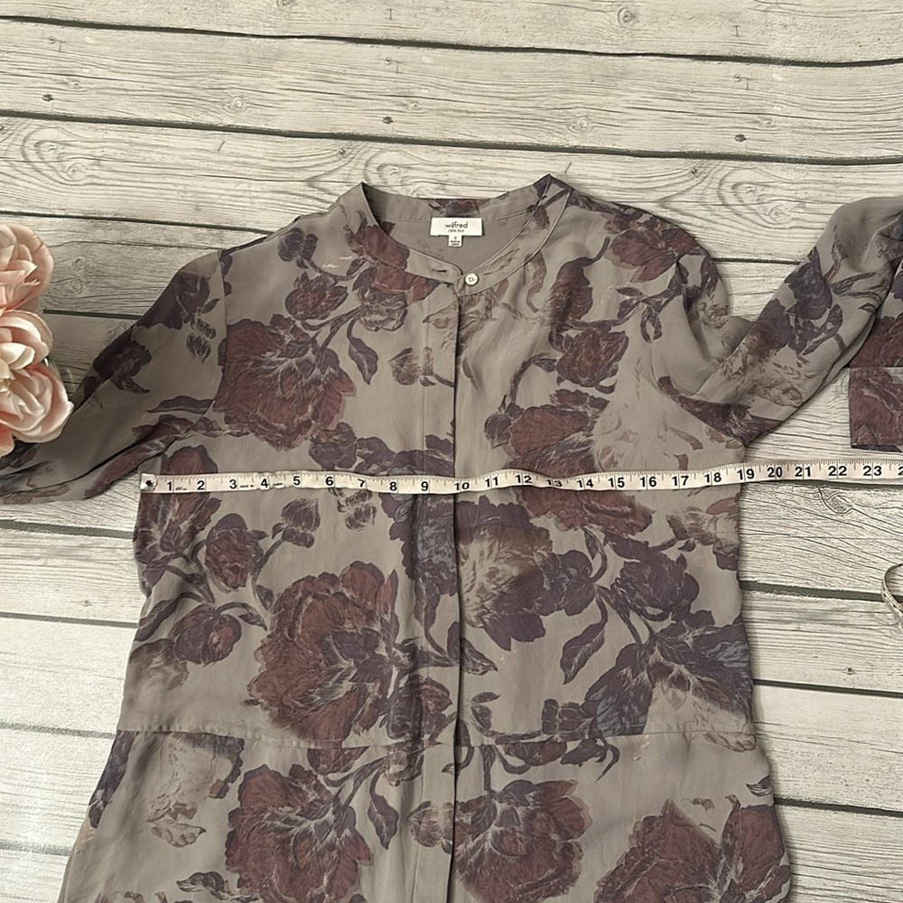 Wilfred (Aritzia) Light Grey Bossut Floral Silk Dress Size Small - Picture 5 of 9